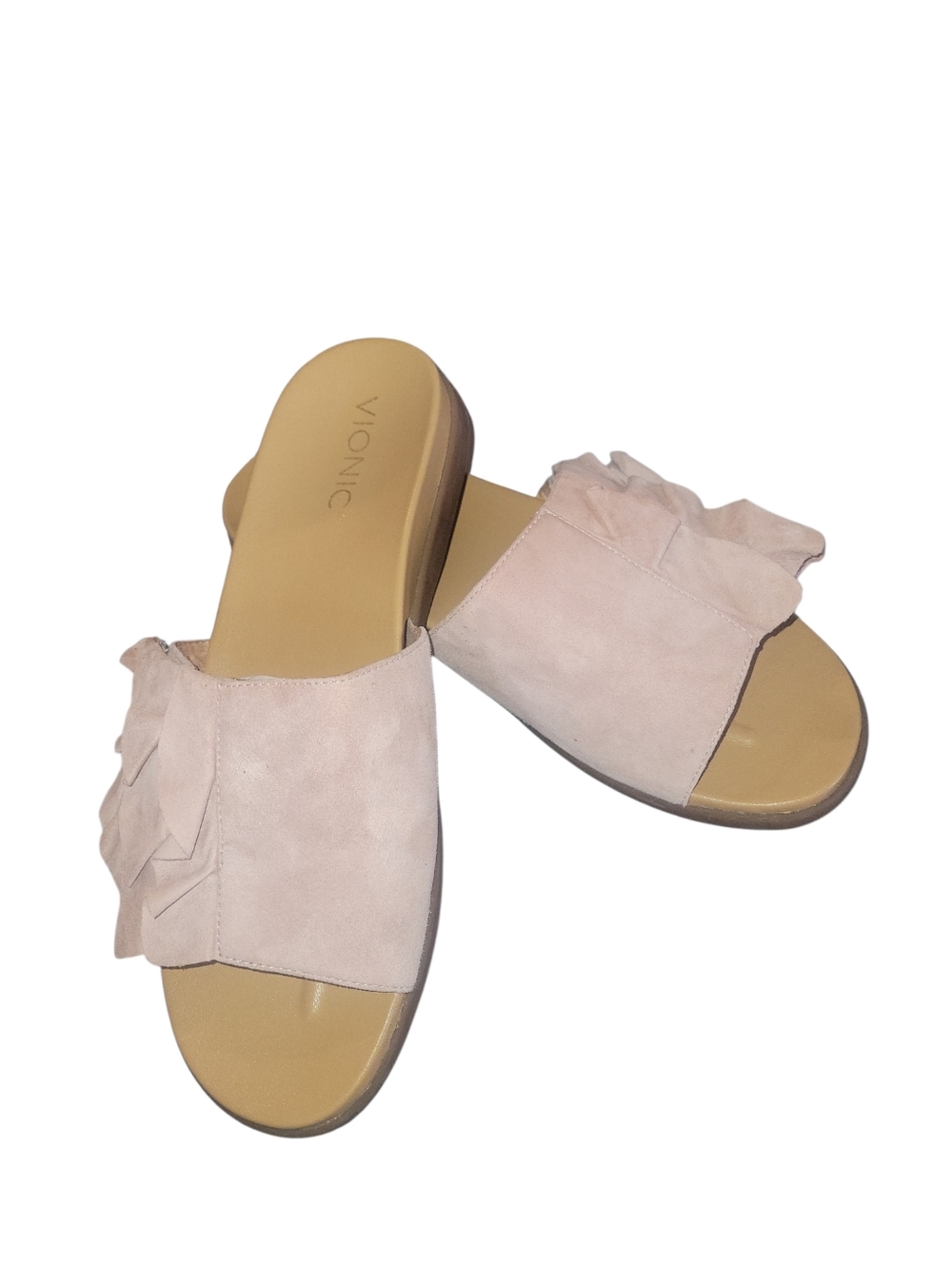 Vionic Roni Women's Adjustable Hook & Loop Fastener Pink Suede Slide Sandals 9.5 - Picture 3 of 9